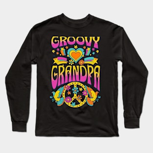 70s Retro Groovy Grandpa Matching Family Birthday Party Long Sleeve T-Shirt